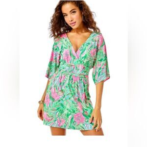 Lilly Pulitzer Parigi short romper in blue horizon coming in hot size XS